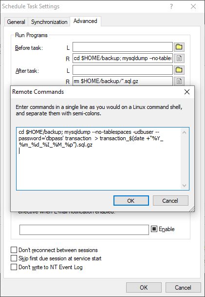sftp sync task ssh remote command execution