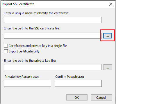Importing SSL certificate into TurboFTP Server SSL Certs tab