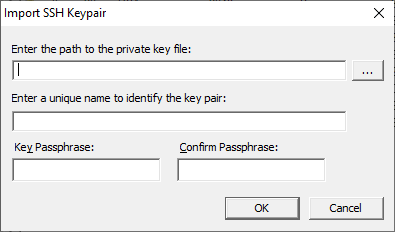 Dialog to import an SSH key pair into SFTP Server
Windows