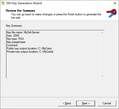 SSH key creation final step